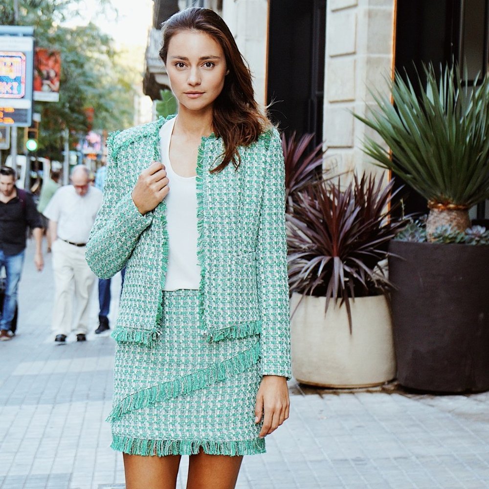 Mango Green Tweed Blazer - image 1